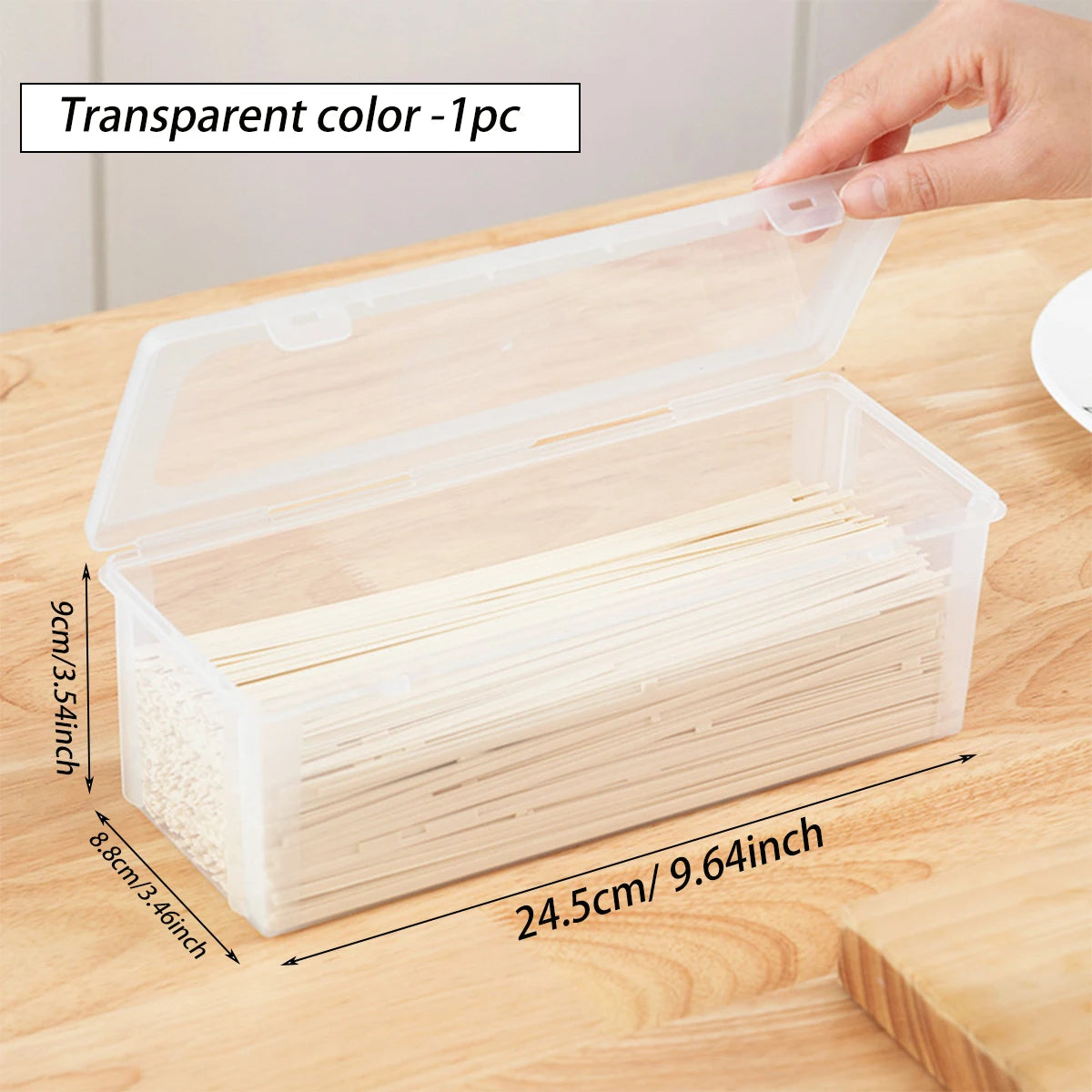 1pc/2pcs Food with Lid, Spaghetti Storage Container Snap Seal Moisture-Proof Noodle Box Grain Storage Box Kitchen Organizer