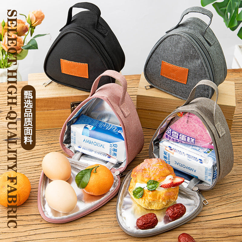 Triangular Lunch Box Handbag Polyester Rice Ball Insulated Lunch Box Bag Thickened Aluminum Foil Office Worker Lunch Bag Student Lunch Bag