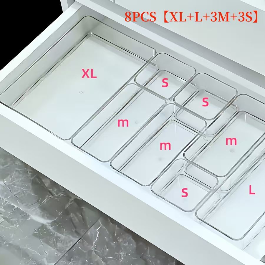 Cross-Border Drawer Partition Storage Box Dressing Table Built-In Cosmetics Storage Box Acrylic Transparent Desktop Organization Box