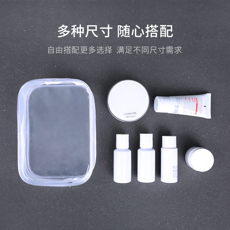 PVC Cosmetic Bag Transparent Waterproof Portable Travel Multifunctional Wash Storage Plastic Zipper Packaging Bag in stock