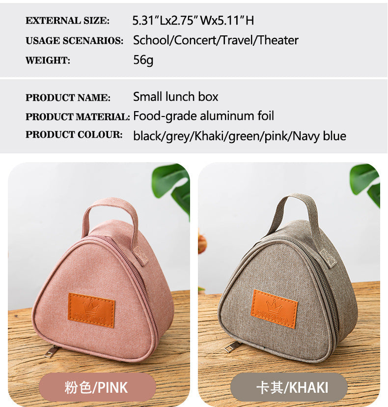 Triangular Lunch Box Handbag Polyester Rice Ball Insulated Lunch Box Bag Thickened Aluminum Foil Office Worker Lunch Bag Student Lunch Bag