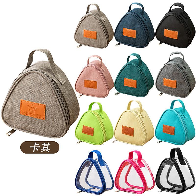 Triangular Lunch Box Handbag Polyester Rice Ball Insulated Lunch Box Bag Thickened Aluminum Foil Office Worker Lunch Bag Student Lunch Bag