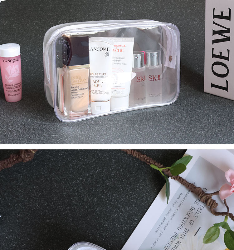 PVC Cosmetic Bag Transparent Waterproof Portable Travel Multifunctional Wash Storage Plastic Zipper Packaging Bag in stock