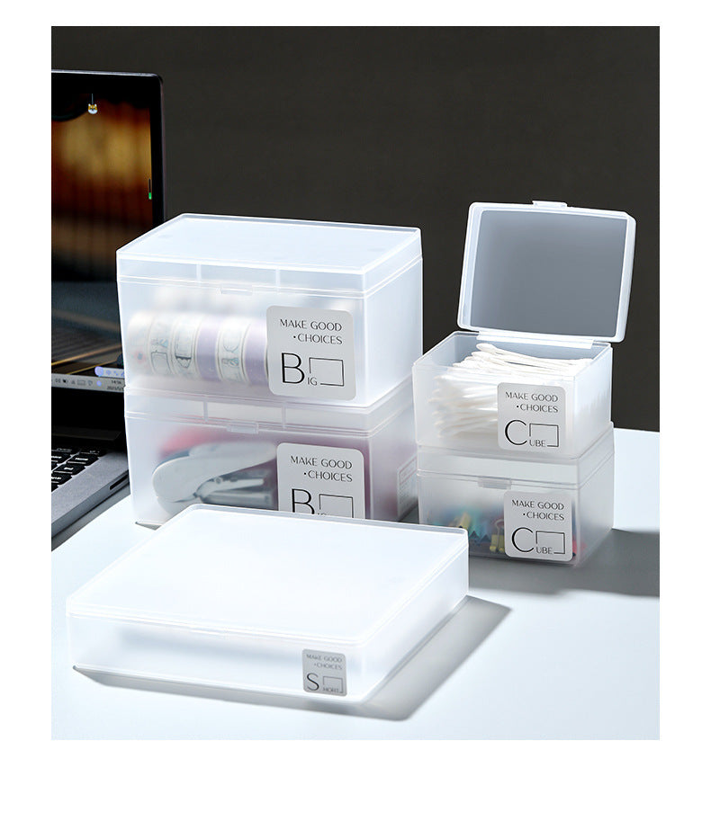 Small Items Frosted Storage Box Transparent Desktop Sundries Storage Box with Lid Household Card Drawer Organizer
