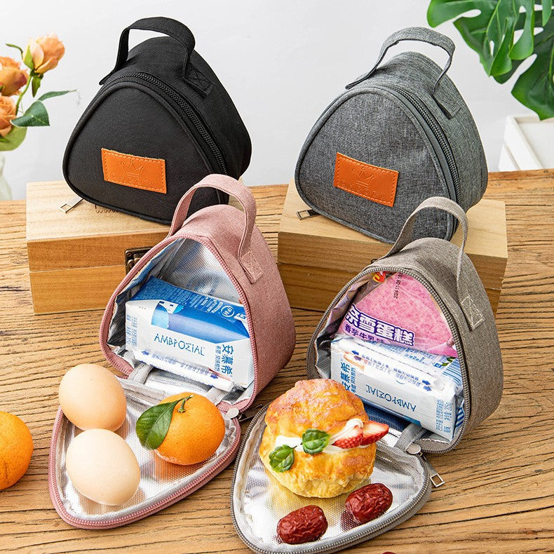 Triangular Lunch Box Handbag Polyester Rice Ball Insulated Lunch Box Bag Thickened Aluminum Foil Office Worker Lunch Bag Student Lunch Bag