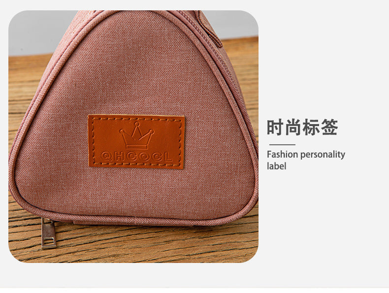 Triangular Lunch Box Handbag Polyester Rice Ball Insulated Lunch Box Bag Thickened Aluminum Foil Office Worker Lunch Bag Student Lunch Bag