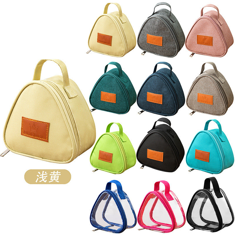 Triangular Lunch Box Handbag Polyester Rice Ball Insulated Lunch Box Bag Thickened Aluminum Foil Office Worker Lunch Bag Student Lunch Bag