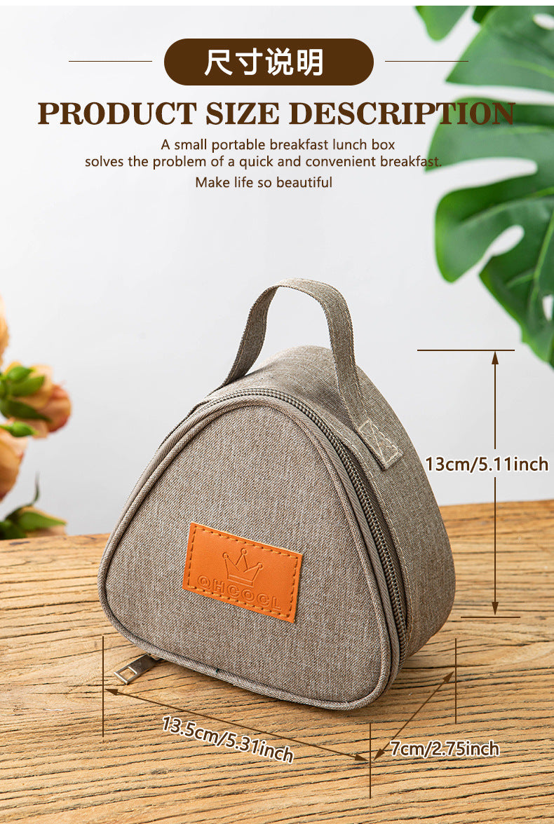 Triangular Lunch Box Handbag Polyester Rice Ball Insulated Lunch Box Bag Thickened Aluminum Foil Office Worker Lunch Bag Student Lunch Bag