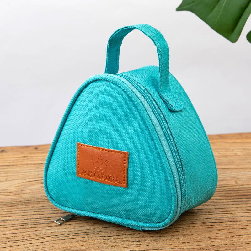 Triangular Lunch Box Handbag Polyester Rice Ball Insulated Lunch Box Bag Thickened Aluminum Foil Office Worker Lunch Bag Student Lunch Bag