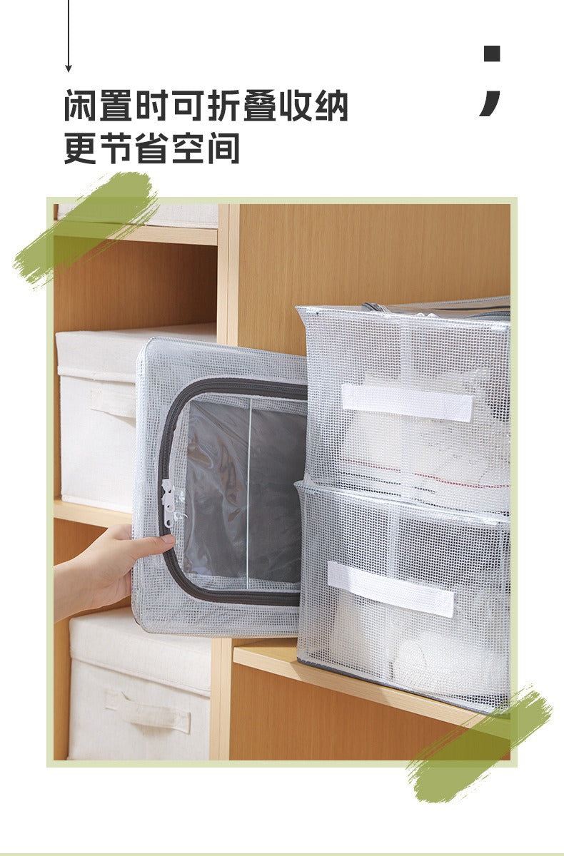 Household Transparent Foldable Shoe Storage Box Visible Installation-Free Bed Bottom Shoe Cabinet Thickened Steel Frame Storage Box