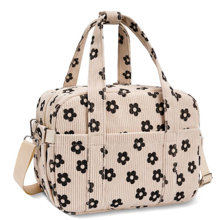New Corduroy Strawberry Cutlery Bag Office Worker Outdoor Insulated Bag Lunch Box Handbag Portable Lunch Bag