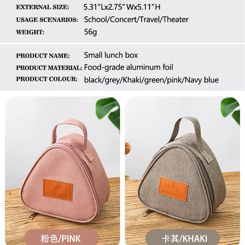 Triangular Lunch Box Handbag Polyester Rice Ball Insulated Lunch Box Bag Thickened Aluminum Foil Office Worker Lunch Bag Student Lunch Bag