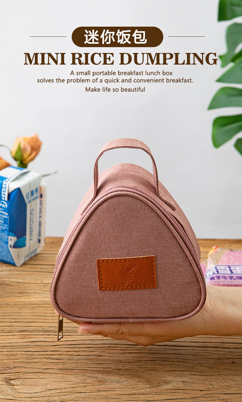 Triangular Lunch Box Handbag Polyester Rice Ball Insulated Lunch Box Bag Thickened Aluminum Foil Office Worker Lunch Bag Student Lunch Bag