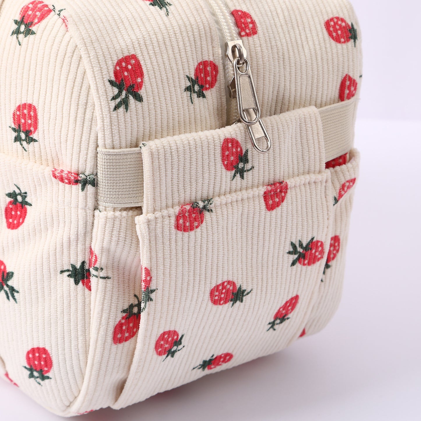 New Corduroy Strawberry Cutlery Bag Office Worker Outdoor Insulated Bag Lunch Box Handbag Portable Lunch Bag