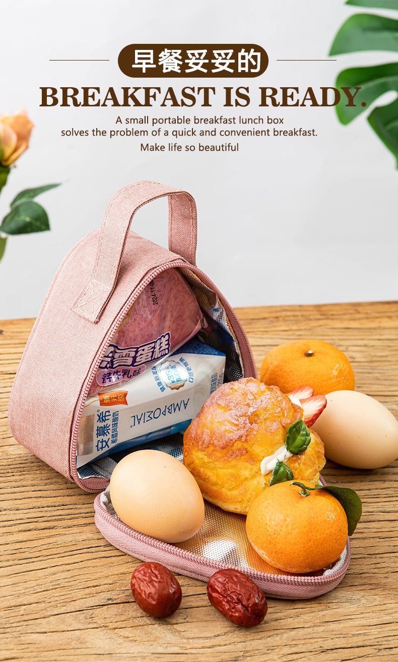 Triangular Lunch Box Handbag Polyester Rice Ball Insulated Lunch Box Bag Thickened Aluminum Foil Office Worker Lunch Bag Student Lunch Bag