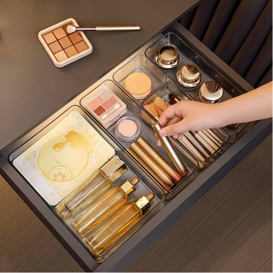 Cross-Border Drawer Partition Storage Box Dressing Table Built-In Cosmetics Storage Box Acrylic Transparent Desktop Organization Box