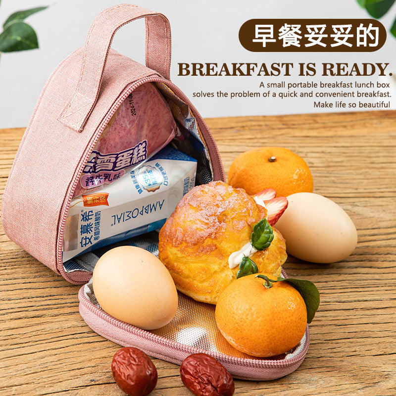 Triangular Lunch Box Handbag Polyester Rice Ball Insulated Lunch Box Bag Thickened Aluminum Foil Office Worker Lunch Bag Student Lunch Bag