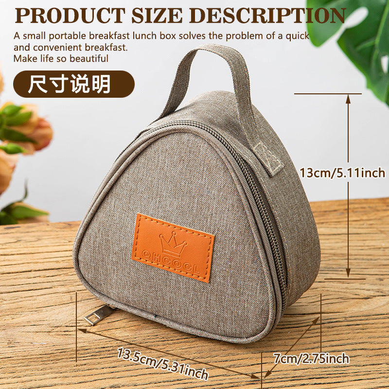 Triangular Lunch Box Handbag Polyester Rice Ball Insulated Lunch Box Bag Thickened Aluminum Foil Office Worker Lunch Bag Student Lunch Bag