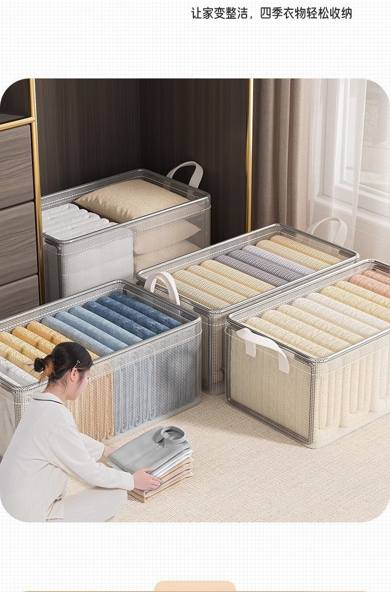 Large-Capacity Steel Frame Support Pvc Clip Mesh Cloth Transparent Clothes Storage Box Foldableable Household Multi-Functional Storage Box