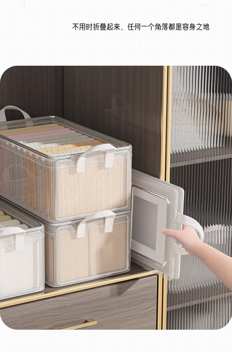 Large-Capacity Steel Frame Support Pvc Clip Mesh Cloth Transparent Clothes Storage Box Foldableable Household Multi-Functional Storage Box