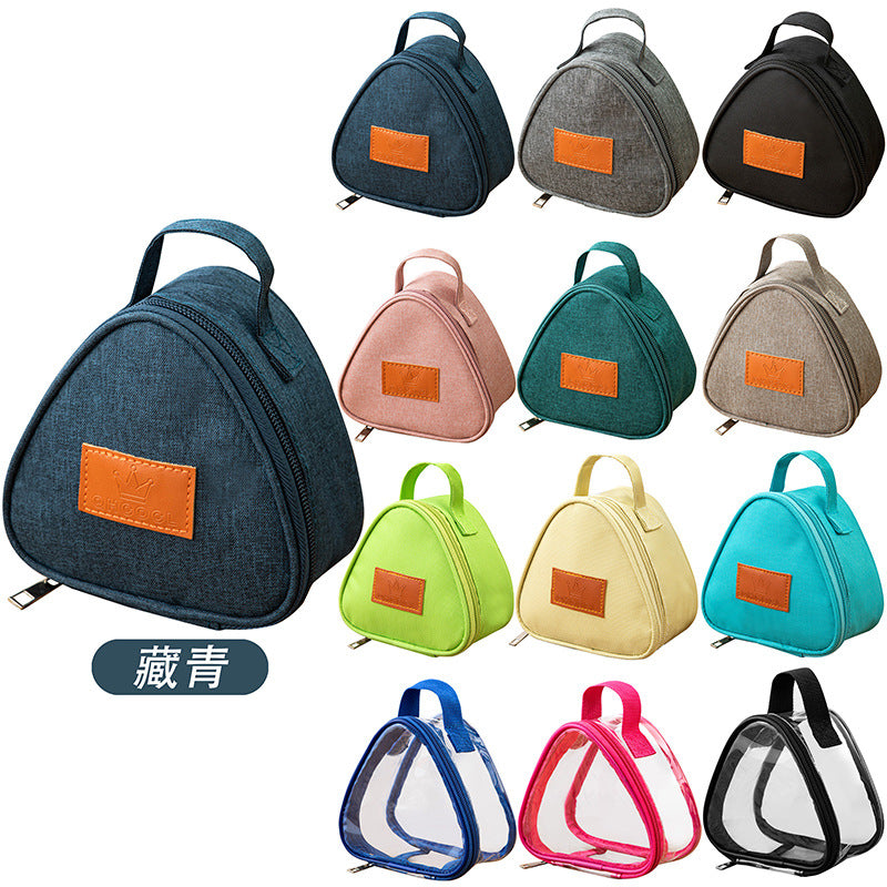 Triangular Lunch Box Handbag Polyester Rice Ball Insulated Lunch Box Bag Thickened Aluminum Foil Office Worker Lunch Bag Student Lunch Bag