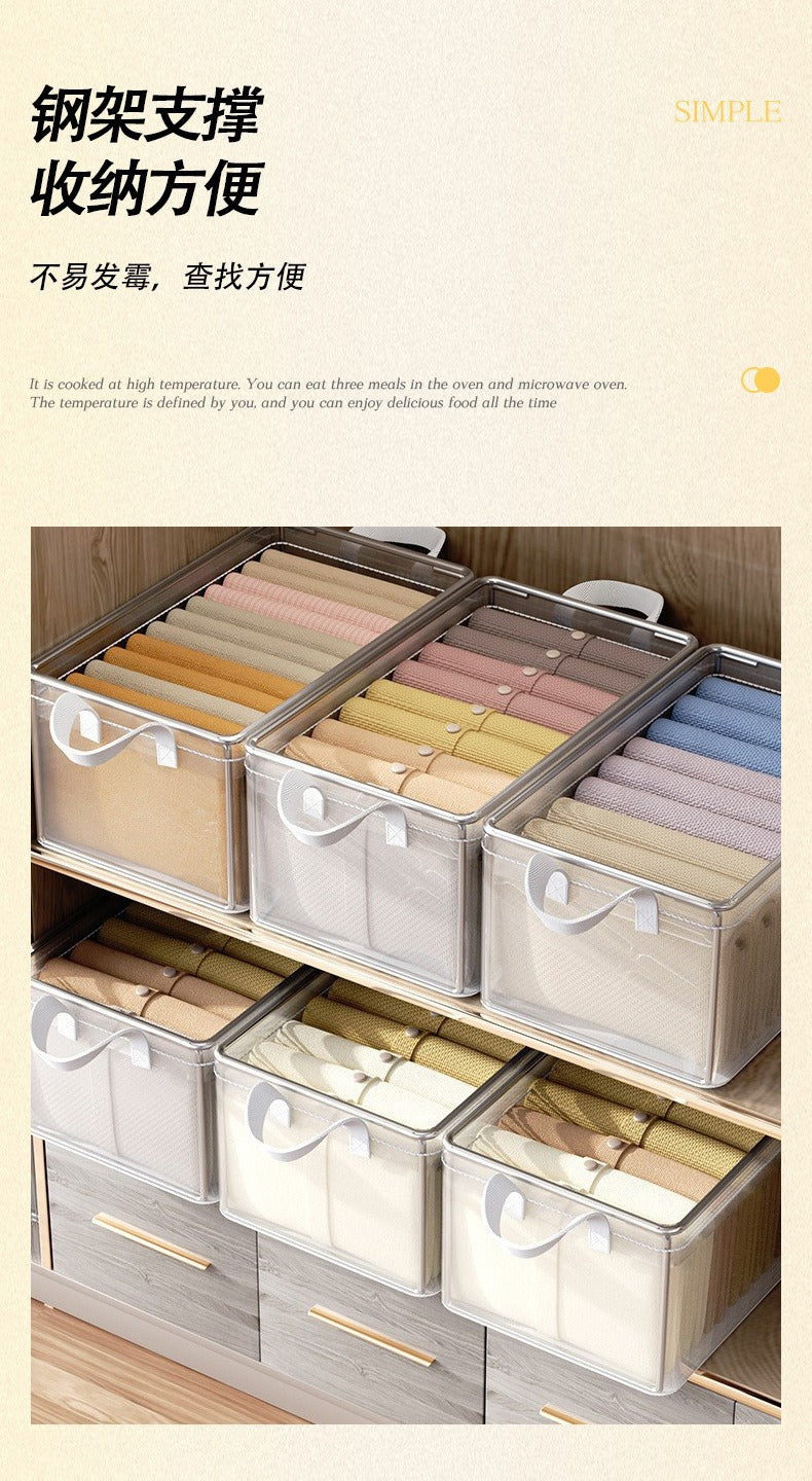 Large-Capacity Steel Frame Support Pvc Clip Mesh Cloth Transparent Clothes Storage Box Foldableable Household Multi-Functional Storage Box
