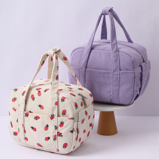BerryLunch™ Corduroy Insulated Lunch Bag – Cute Portable Lunch Box for Women & Office Workers