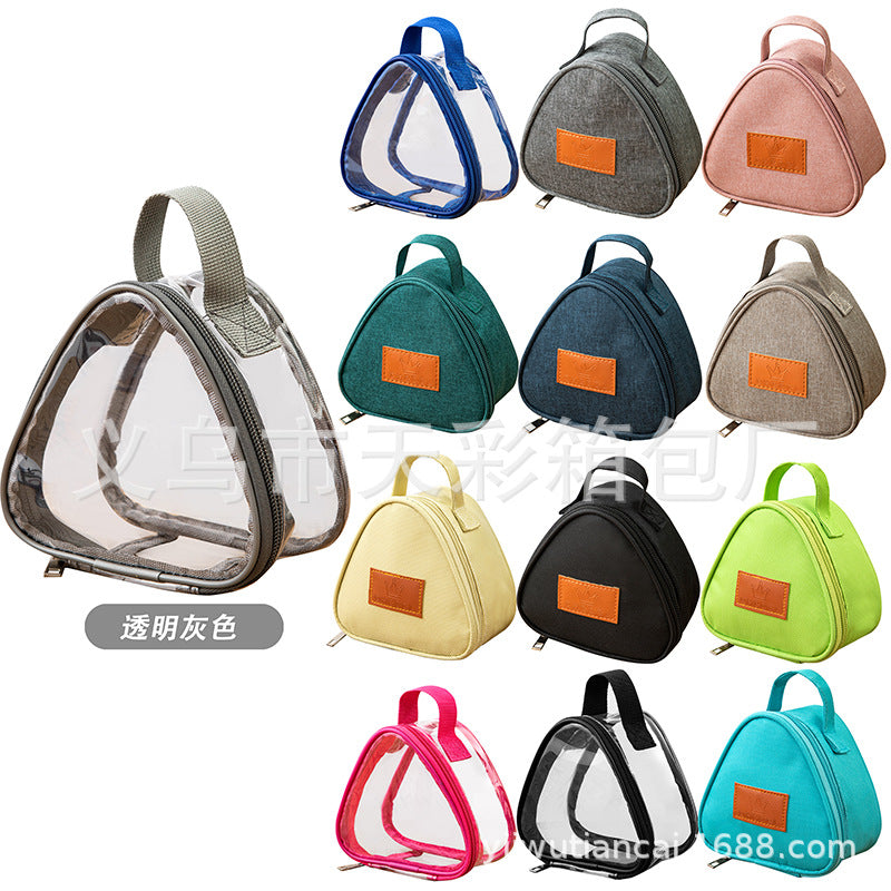 Triangular Lunch Box Handbag Polyester Rice Ball Insulated Lunch Box Bag Thickened Aluminum Foil Office Worker Lunch Bag Student Lunch Bag