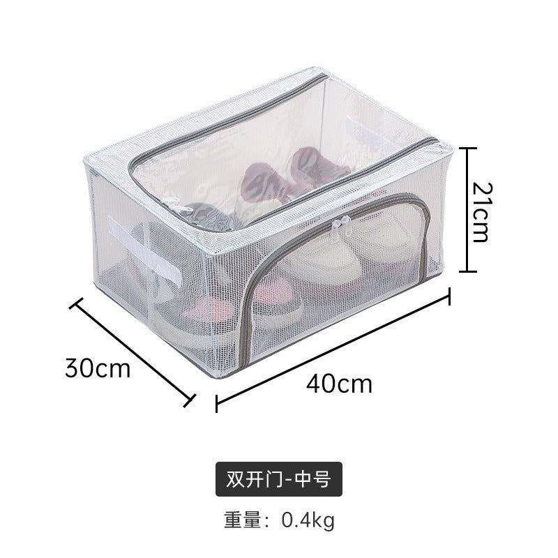 Household Transparent Foldable Shoe Storage Box Visible Installation-Free Bed Bottom Shoe Cabinet Thickened Steel Frame Storage Box