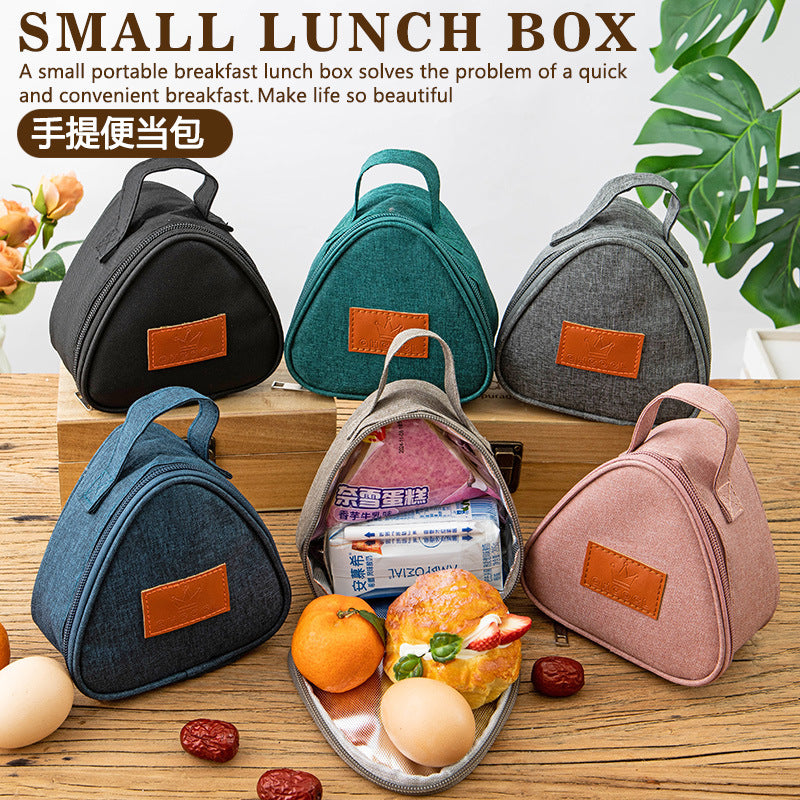 Triangular Lunch Box Handbag Polyester Rice Ball Insulated Lunch Box Bag Thickened Aluminum Foil Office Worker Lunch Bag Student Lunch Bag