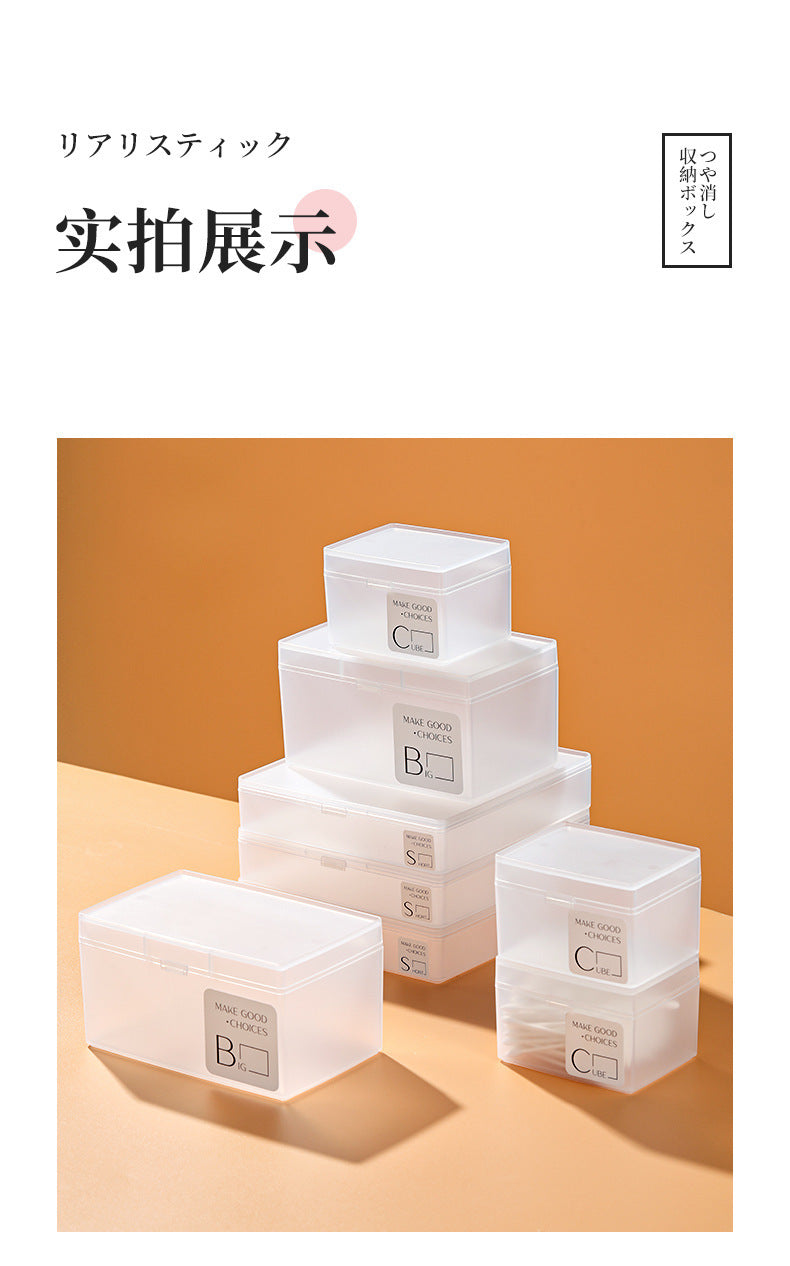 Small Items Frosted Storage Box Transparent Desktop Sundries Storage Box with Lid Household Card Drawer Organizer