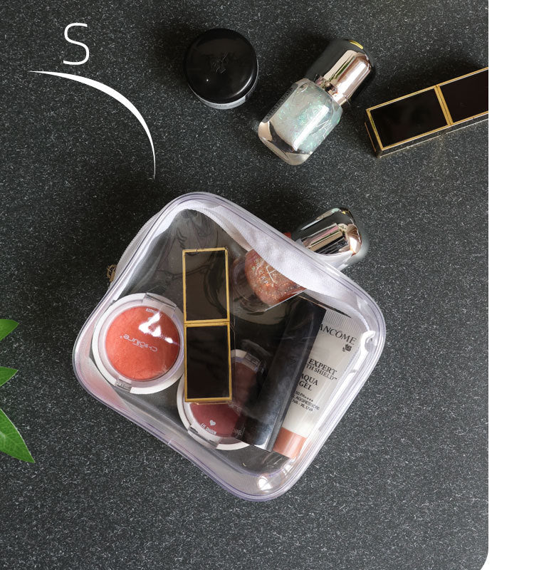 PVC Cosmetic Bag Transparent Waterproof Portable Travel Multifunctional Wash Storage Plastic Zipper Packaging Bag in stock