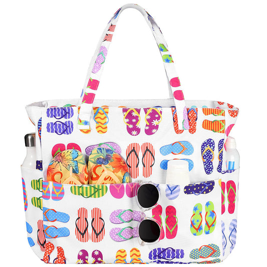 WaveCarry™ Large Capacity Beach Bag – Portable Printed Travel Tote for Women