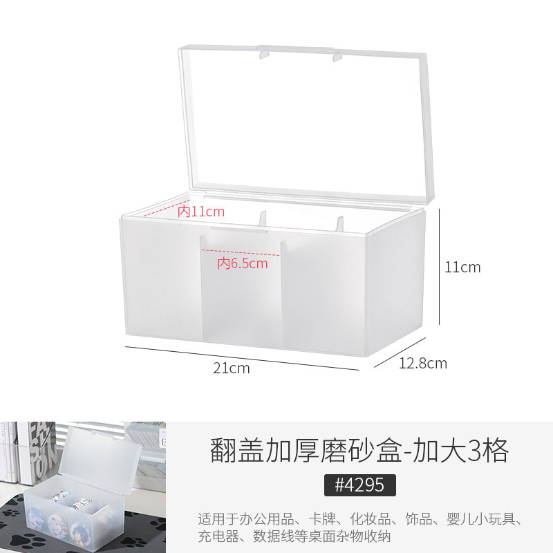 Small Items Frosted Storage Box Transparent Desktop Sundries Storage Box with Lid Household Card Drawer Organizer
