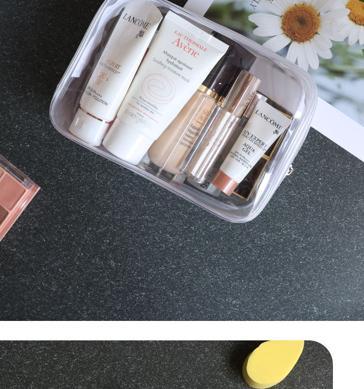 PVC Cosmetic Bag Transparent Waterproof Portable Travel Multifunctional Wash Storage Plastic Zipper Packaging Bag in stock