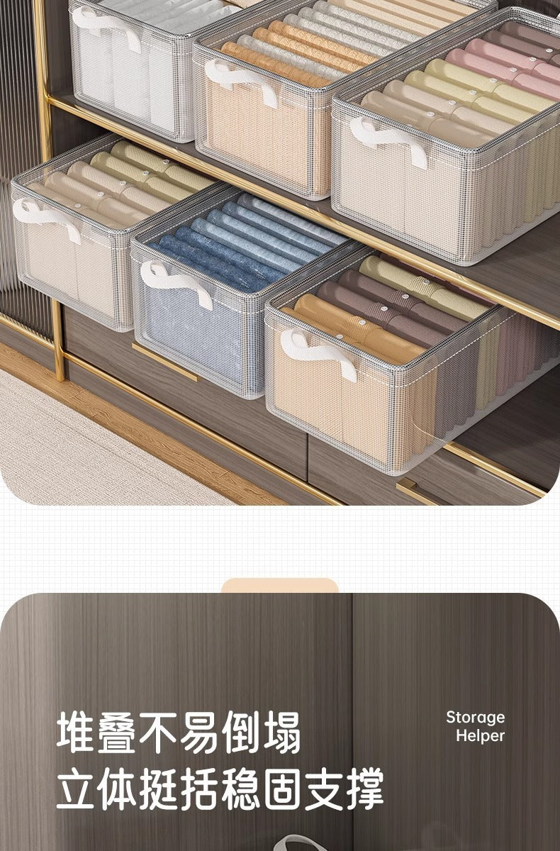 Large-Capacity Steel Frame Support Pvc Clip Mesh Cloth Transparent Clothes Storage Box Foldableable Household Multi-Functional Storage Box