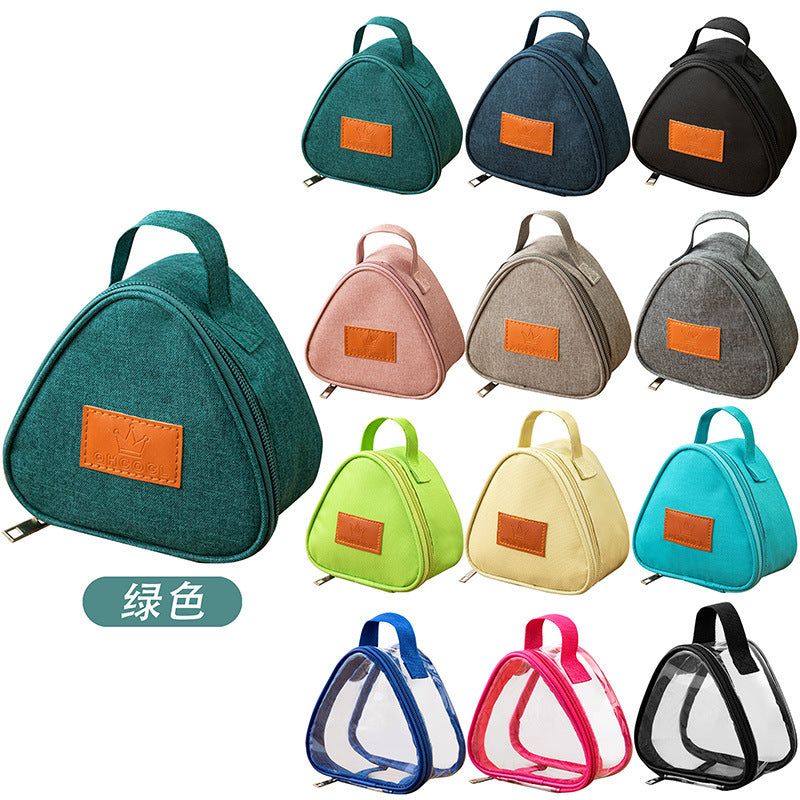 Triangular Lunch Box Handbag Polyester Rice Ball Insulated Lunch Box Bag Thickened Aluminum Foil Office Worker Lunch Bag Student Lunch Bag