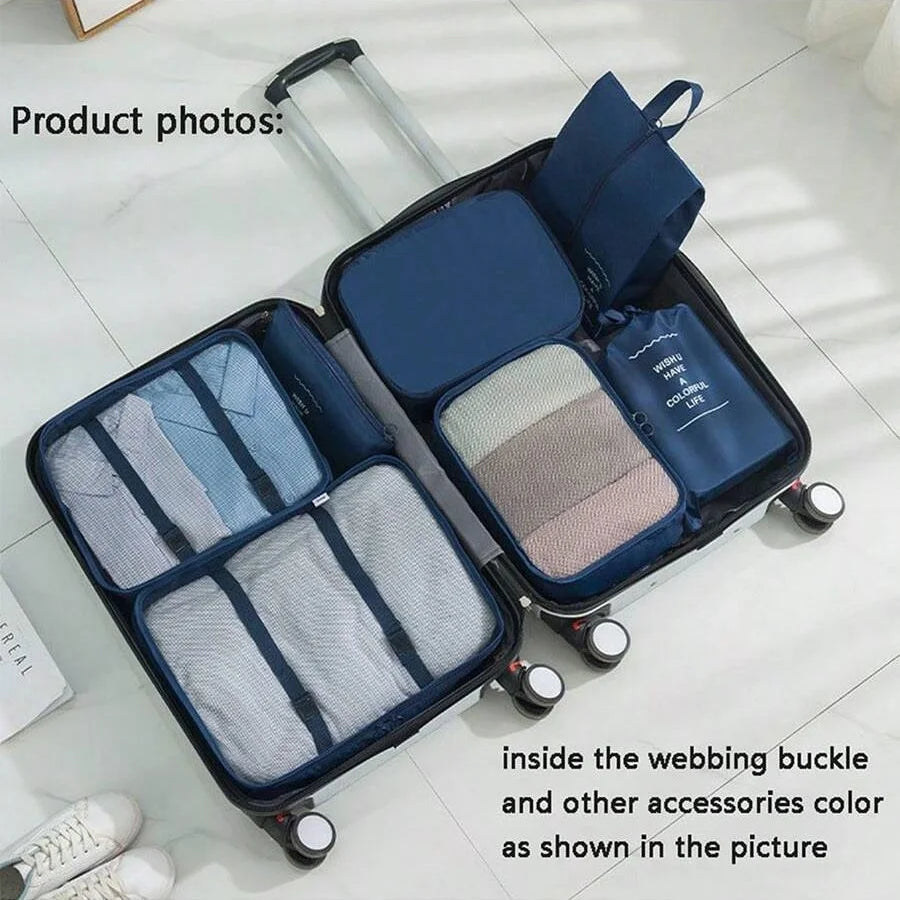7/8/9Pcs Set Travel Organizer Storage Bags Suitcase Packing Cubes Set Cases Portable Luggage Clothes Shoe Tidy Pouch Folding