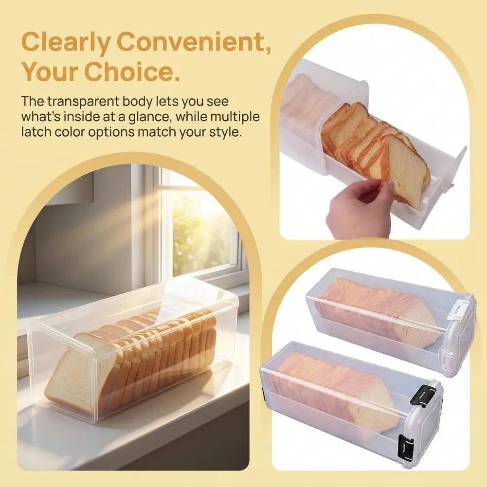Drawer Type Bread Storage Box Toast Dispenser Case Sealed Moisture-Proof Loaf Holder Kitchen Organizer Large Capacity Bin Clear