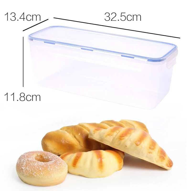 Airtight Food Storage Container With Lid Plastic Bread Storage Box Sandwich Bread Keeper Loaf Bread Container Kitchen Organizer