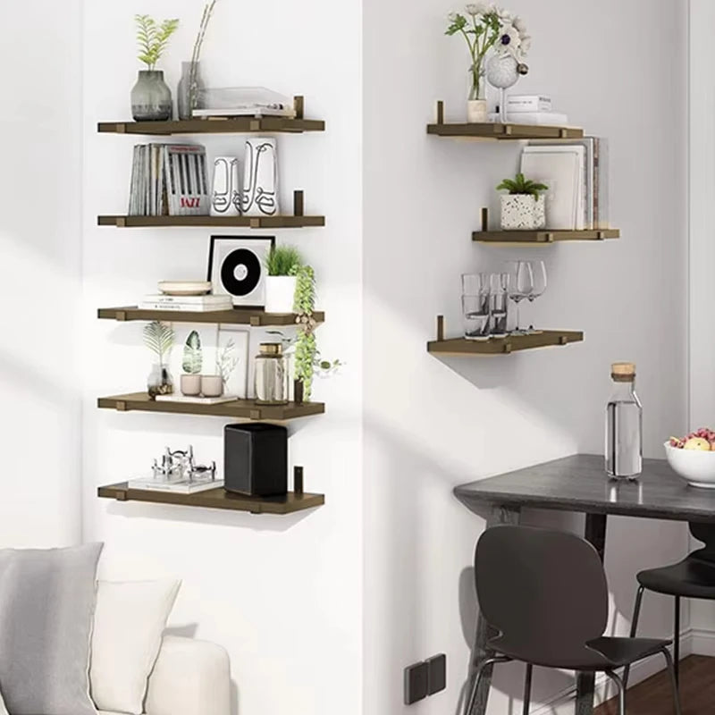 5pcs layers floating shelf, a word board shelf,Wall organizer, strong bearing capacity, including iron frame