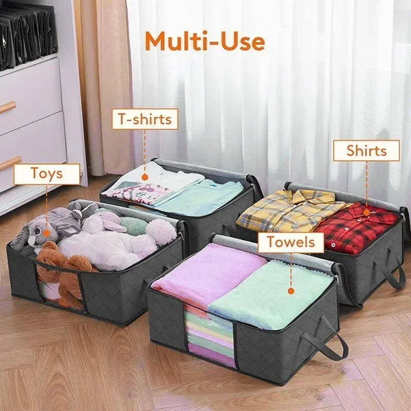 Closet Organizers and Storages Clothes Storage Bag Blanket Storage Foldable Storages Bin Sturdy Sewn By 3 Layers Fabrics