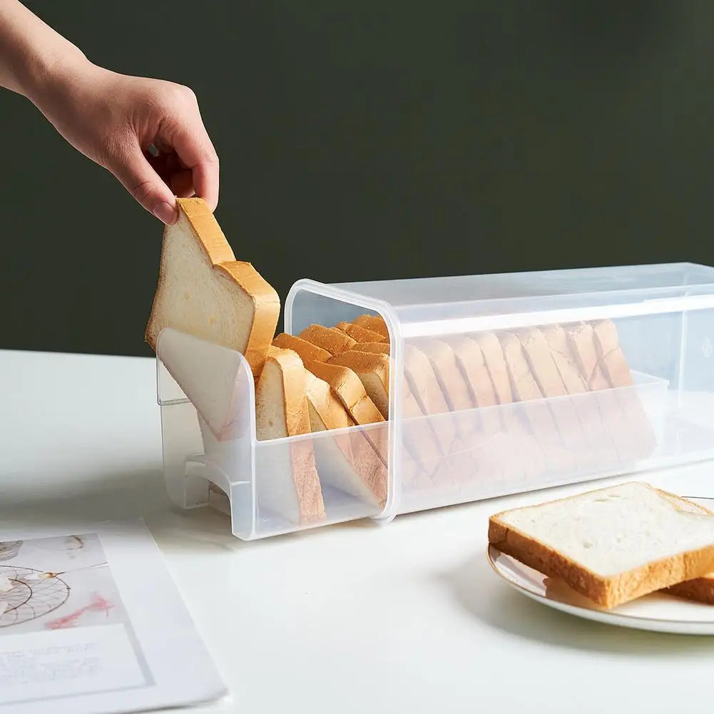 Drawer Type Bread Storage Box Toast Dispenser Case Sealed Moisture-Proof Loaf Holder Kitchen Organizer Large Capacity Bin Clear