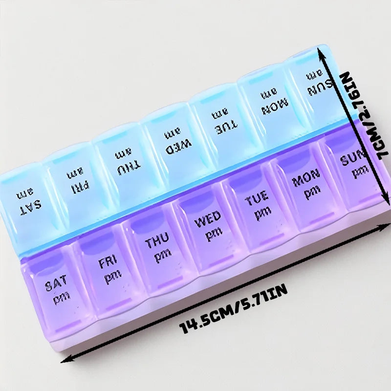 7-Day Pill Organizer with 14 Secure Compartments, Portable Medicine Container for AM/PM Doses, Leakproof Travel Pill Box