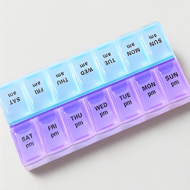 7-Day Pill Organizer with 14 Secure Compartments, Portable Medicine Container for AM/PM Doses, Leakproof Travel Pill Box