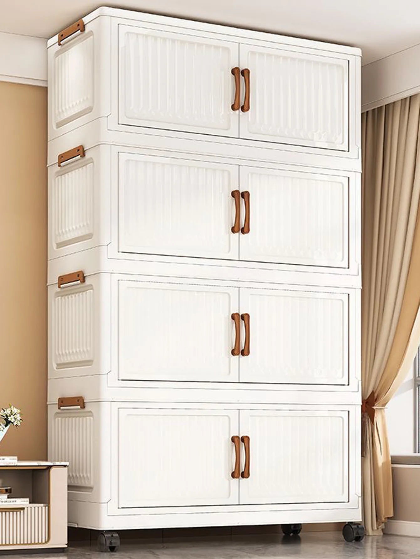 Foldable Plastic Storage Cabinet for Kids Bedroom No-Install Home Organizer for Toys And Clothes - Compact Space-Saving Solution