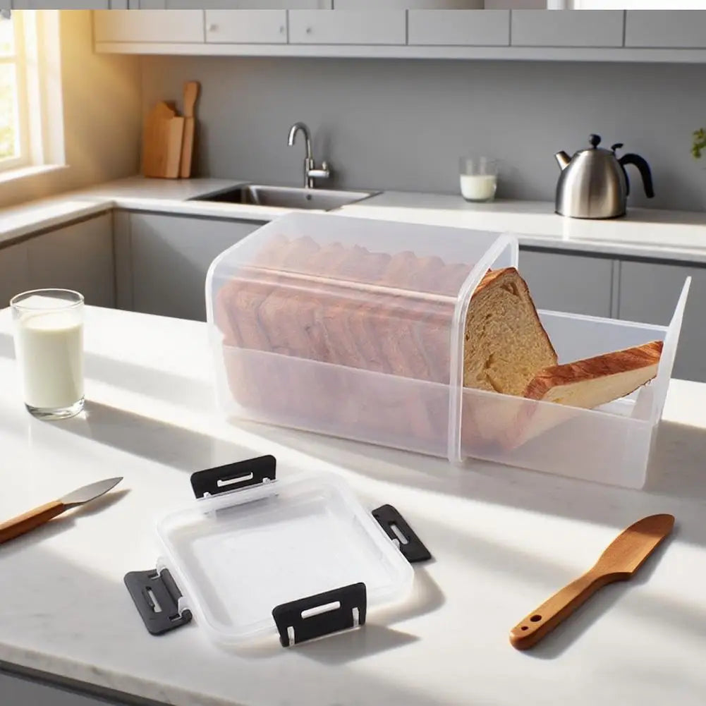 Drawer Type Bread Storage Box Toast Dispenser Case Sealed Moisture-Proof Loaf Holder Kitchen Organizer Large Capacity Bin Clear