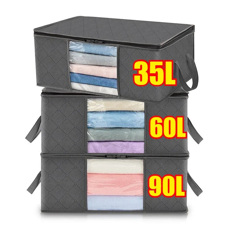 Closet Organizers and Storages Clothes Storage Bag Blanket Storage Foldable Storages Bin Sturdy Sewn By 3 Layers Fabrics