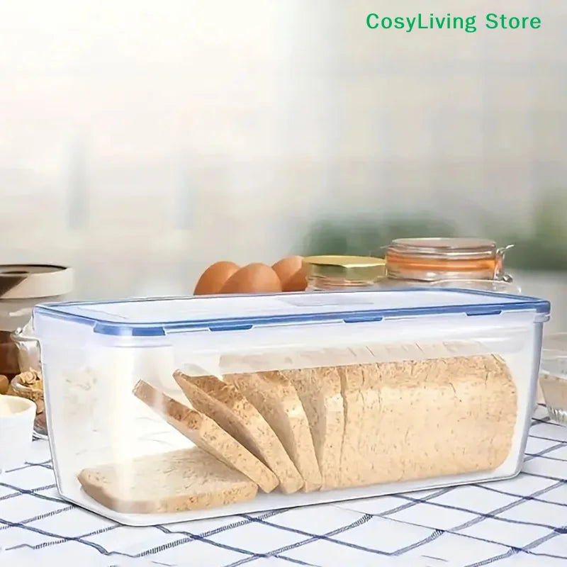 Airtight Food Storage Container With Lid Plastic Bread Storage Box Sandwich Bread Keeper Loaf Bread Container Kitchen Organizer