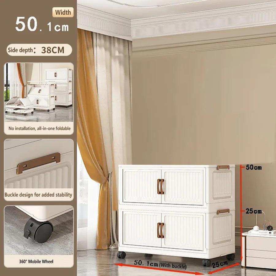 Foldable Plastic Storage Cabinet for Kids Bedroom No-Install Home Organizer for Toys And Clothes - Compact Space-Saving Solution